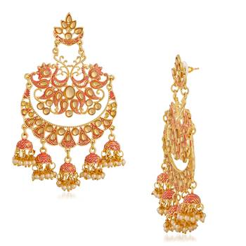 Pink pearl chandbali 3