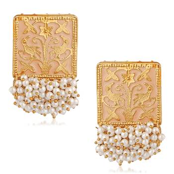 Pink pearl danglers-drops 1