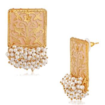 Pink pearl danglers-drops 3