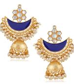 Blue pearl chandbali