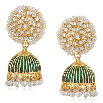 Green pearl jhumkas 1