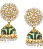 Green pearl jhumkas