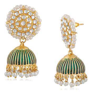 Green pearl jhumkas 3