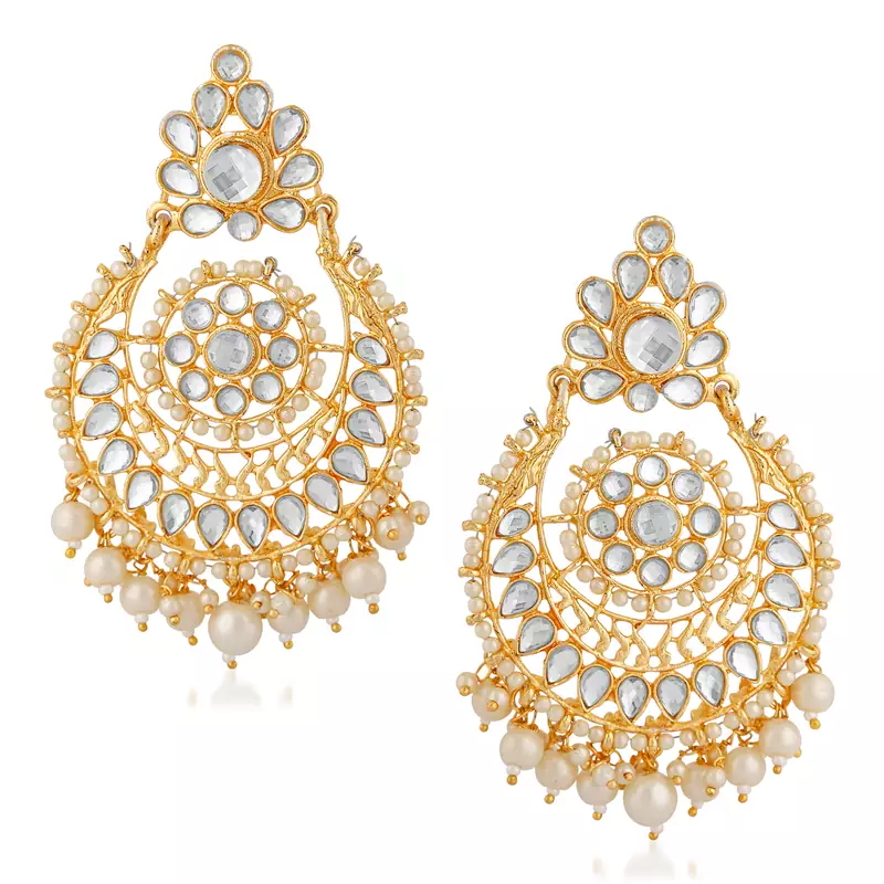 White pearl chandbali