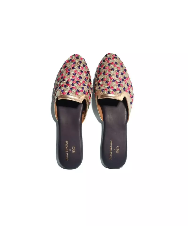 CASSANDRA NAVY BLUE AND PINK SLIPON MULES