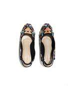 Zenia Black Embroidered Block Heels