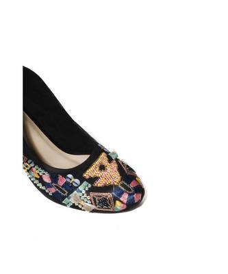 Zenia Black Embroidered Block Heels 5