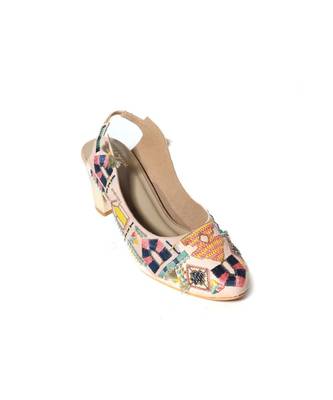 Seira Cream Embroidered Block Heels 2