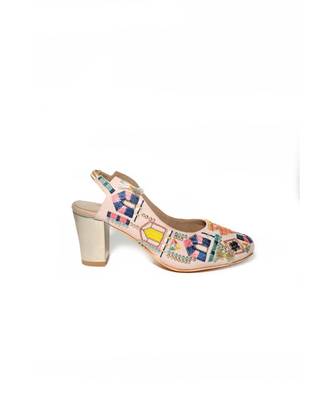 Seira Cream Embroidered Block Heels 3
