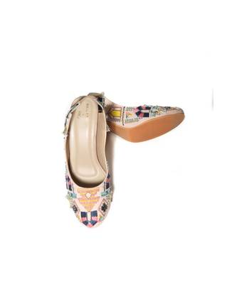 Seira Cream Embroidered Block Heels 4