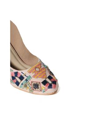Seira Cream Embroidered Block Heels 5