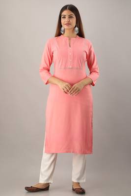 Pink embroidered rayon embroidered-kurtis 1