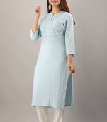 Sky-blue embroidered rayon embroidered-kurtis