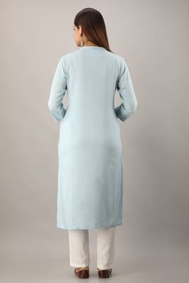 Sky-blue embroidered rayon embroidered-kurtis 4