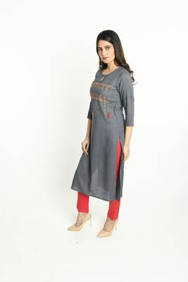 Grey embroidered rayon embroidered-kurtis 2