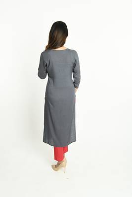 Grey embroidered rayon embroidered-kurtis 4