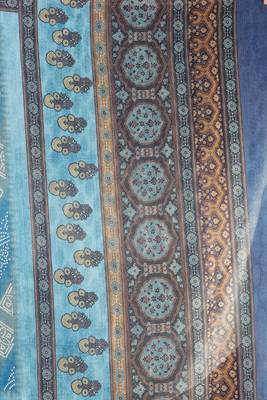 Blue printed silk blend saree with blouse 3