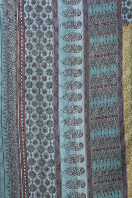 Mehendi printed silk blend saree with blouse 3