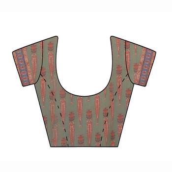Red woven chanderi saree with blouse 4