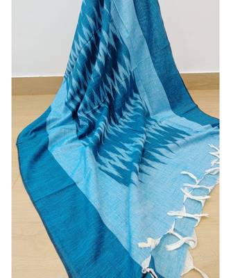 turquoise cotton ikkat dupatta 1