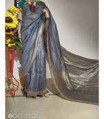 grey Silk Linen Saree