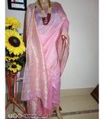 pink Silk Linen Saree
