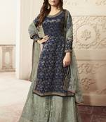 Navy Blue Jacquard Pakistani Salwar Kameez