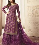 purple Jacquard Pakistani Salwar Kameez