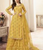 Yellow Jacquard Pakistani Salwar Kameez