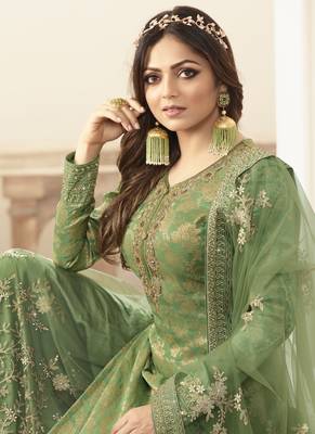 Light Green Jacquard Pakistani Salwar Kameez 3