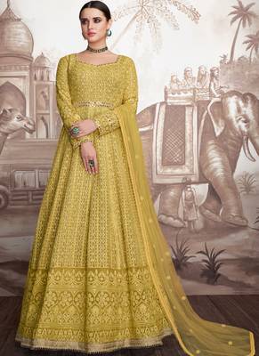 Yellow Georgette Anarkali Salwar Kameez 1
