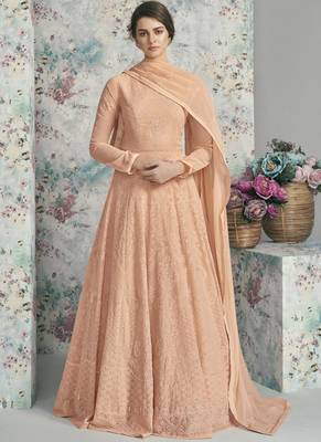 Peach Georgette Anarkali Salwar Kameez 1