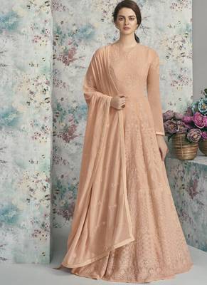 Peach Georgette Anarkali Salwar Kameez 2