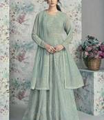 Turquoise Georgette Pakistani Salwar Kameez