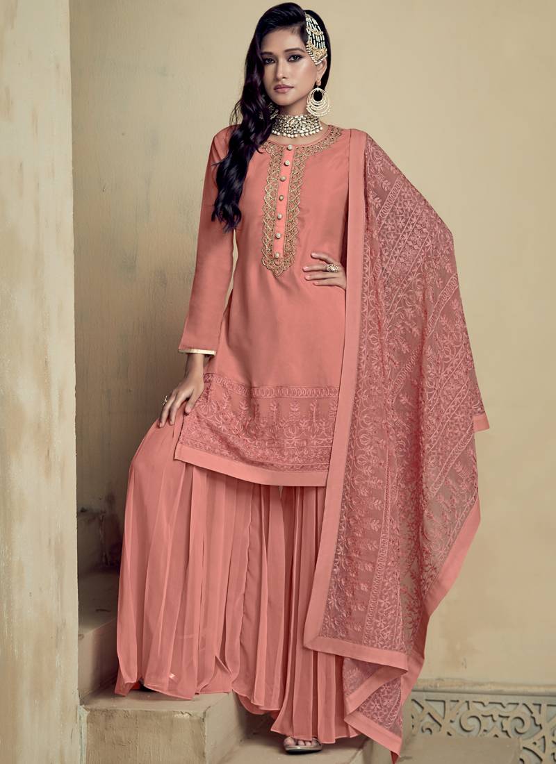 Dark Pink Georgette Pakistani Salwar Kameez