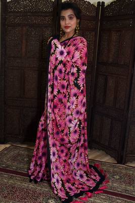 Unitex Fashion pink Semi Crepe digital floral printed saree 2