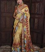 Unitex Fashion blue Linen Digital Kalamkari Printed Saree