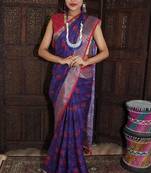 Unitex Fashion Purple Linen digital floral printed saree