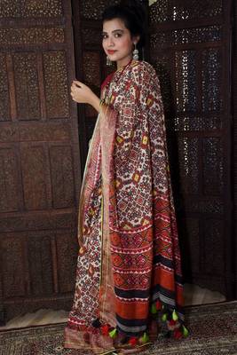 Unitex Fashion Multicolor Linen Digital Patola Printed Saree 2