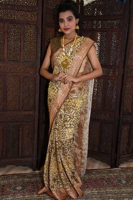 Unitex Fashion Multicolorital Organic Linen Kalamkari Printed saree 1