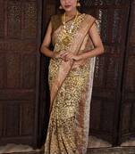 Unitex Fashion Multicolorital Organic Linen Kalamkari Printed saree