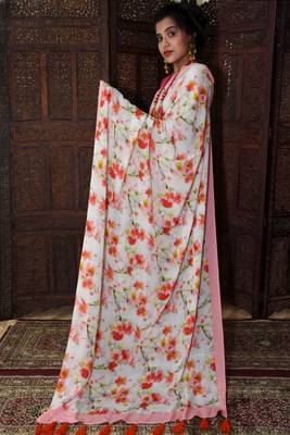 Unitex Fashion Pastel Semi Crepe silk digital floral printed saree 2