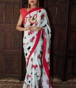 Unitex Fashion Pastel Semi Crepe Silk digital floral printed saree