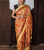 Unitex Fashion Red Mulberry tussar digital kalamkari printed saree