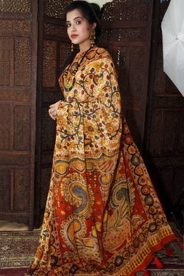 Unitex Fashion Multicolor Mulberry tussar silk digital kalamkari printed 2