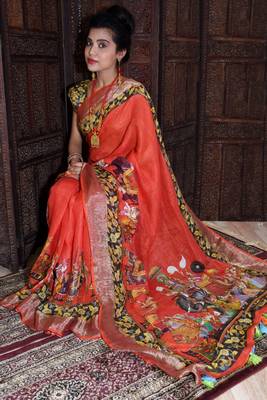 Unitex Organic Linen Digital printed saree 2