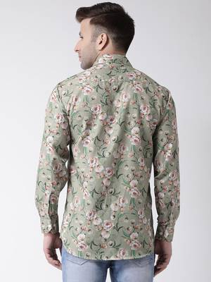 Green printed blended cotton mens-casual-shirts 5