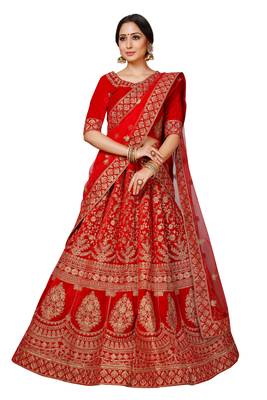 Maroon embroidered velvet semi stitched lehenga 1