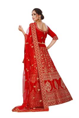 Maroon embroidered velvet semi stitched lehenga 2