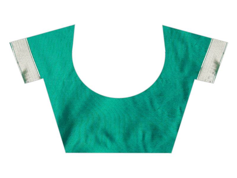 green woven art silk saree with blouse